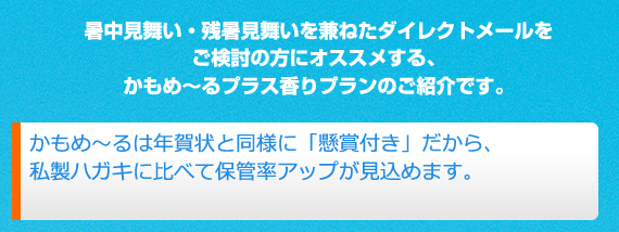 かもめーるは年賀状と同様に「懸賞付き」だから、私製ハガキに比べて保管率アップが見込めます。